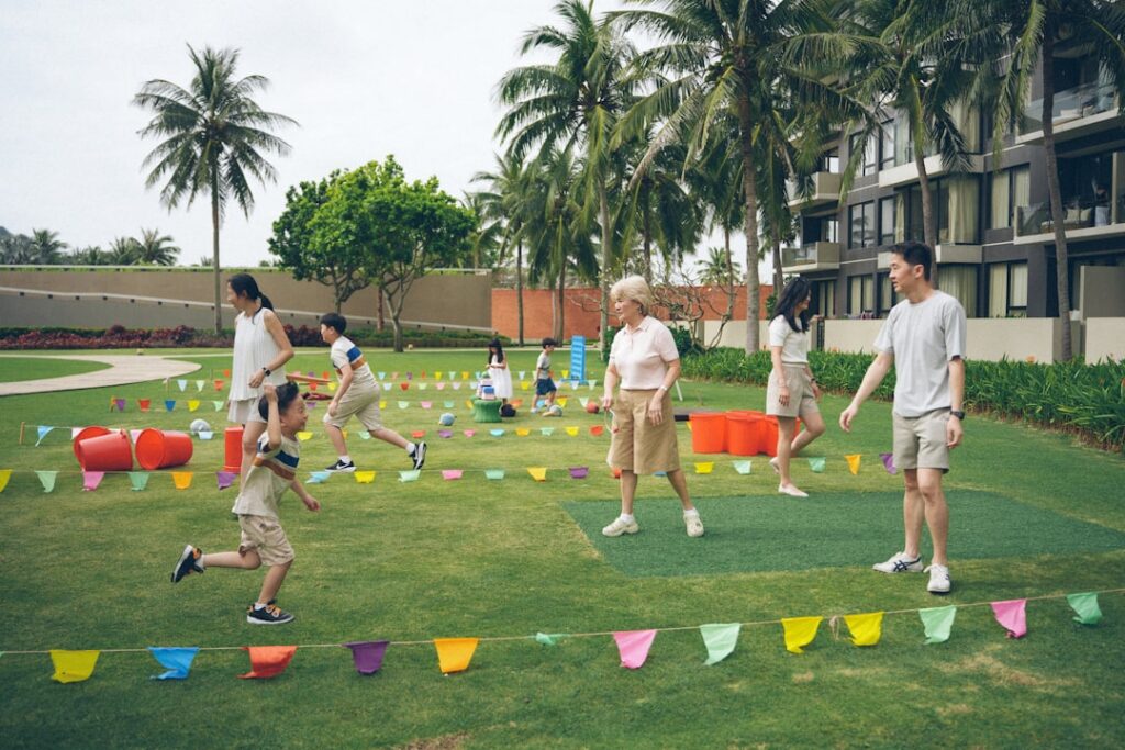 A lively group of people enjoying an outdoor club event together